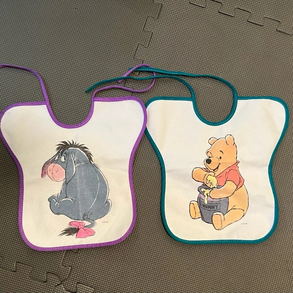 Vintage Pooh and Eeyore baby bibs